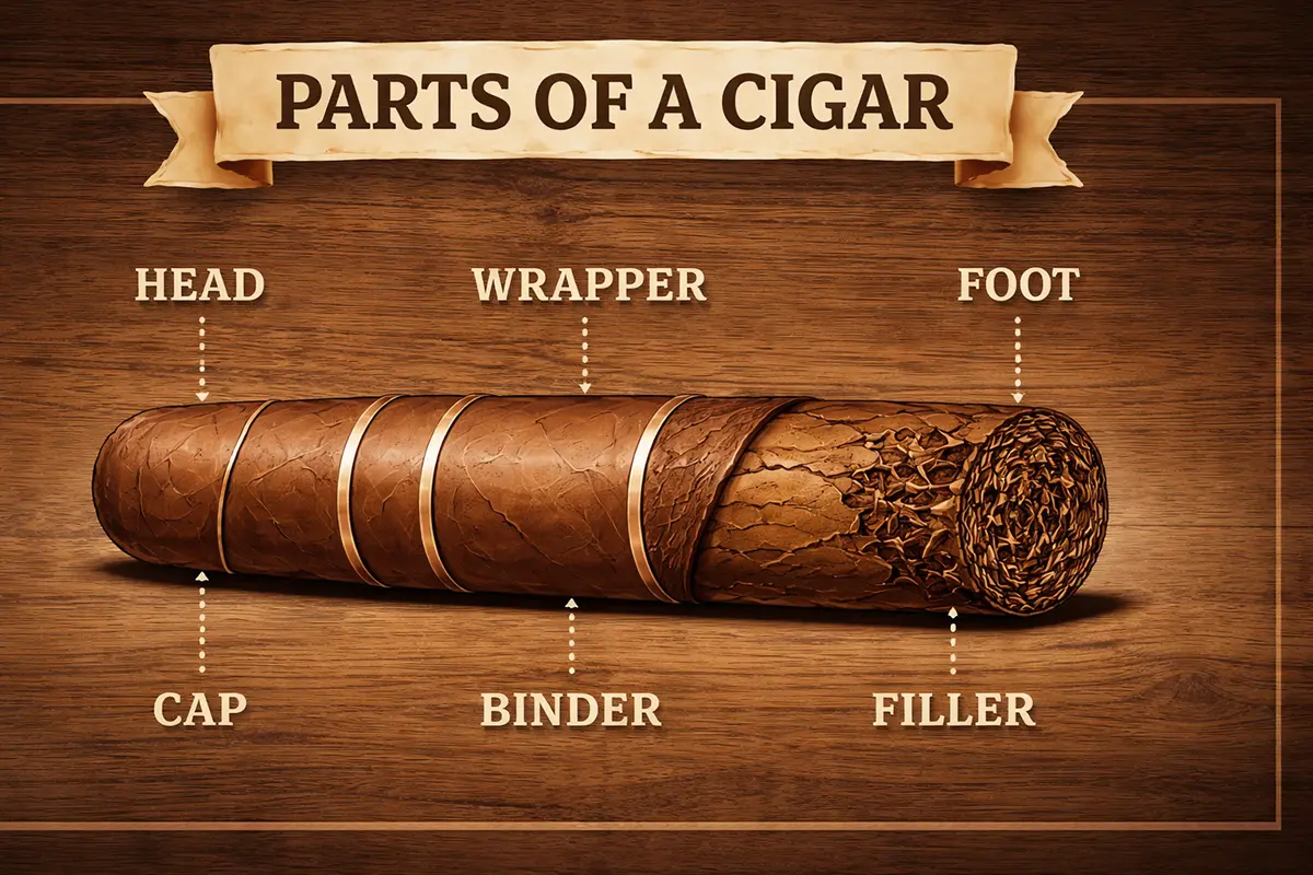 The Parts of a Cigar Foot, Cap, and Head