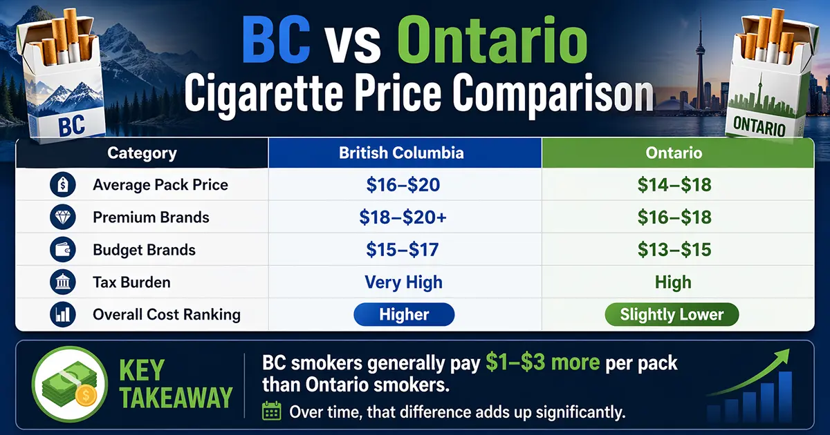 BC vs Ontario Cigarette Price Comparison